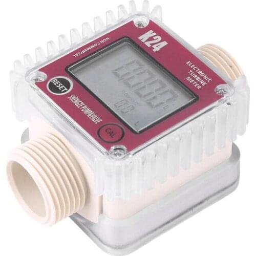 M6CF K24 Turbine Digital Oil Fuel Flow Meter Gauge for Chemicals Liquid Water Test Lead Accessory Turbine Meter