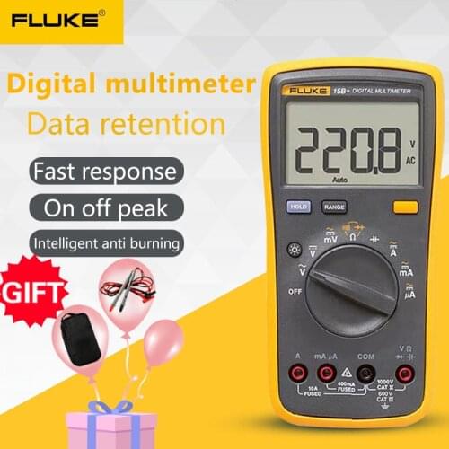 Fluke 15B+ Digital Multimeter Auto Range 4000 Counts AC/DC Voltage Current Resistance Meter Capacitance Frequency Tester