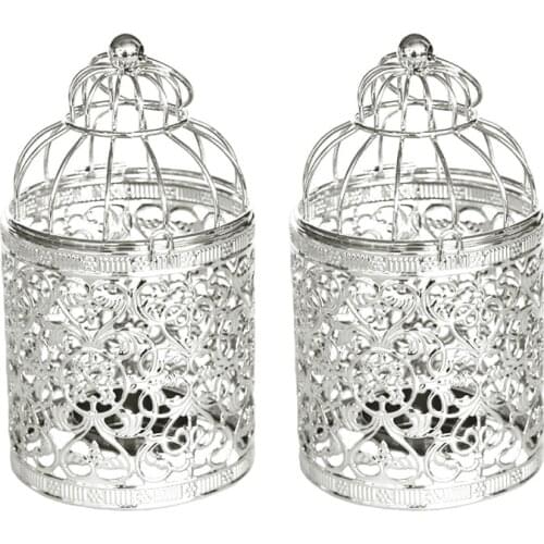 Table Candle Holders Wedding Party Decoration Home Furnishings Golden Plating Wrought Iron 2Pcs Hollow Candlestick