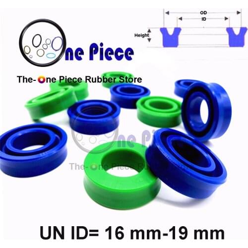 20pcs per bag UN ID=16-19 mm U Cup Hydraulic piston rod U-ring single acting seal symmetrical polyurethane Rubber PU UHS buffer