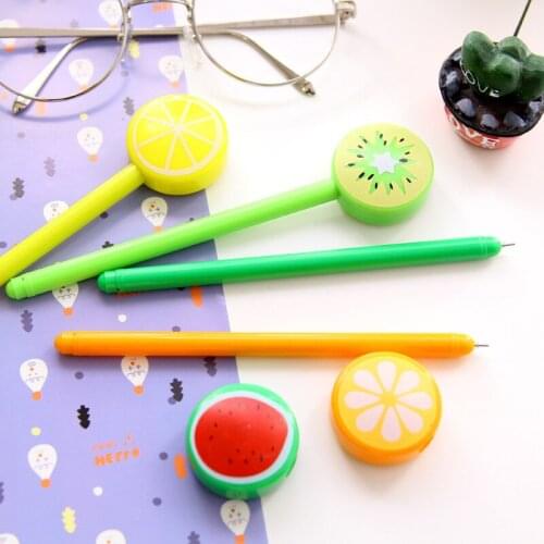 36pcs Korean Stationery Fruit Neutral Pen lovely Candy Neutral Pen Creative Needle Black kawaii stationary pens for school