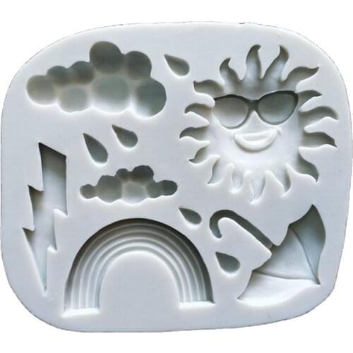 Summer Theme Sun Cloud Rainbow Shape Silicone Mold Rain Point Lightning Umbrella Chocolate Cake Decoration Fondant Mould m169