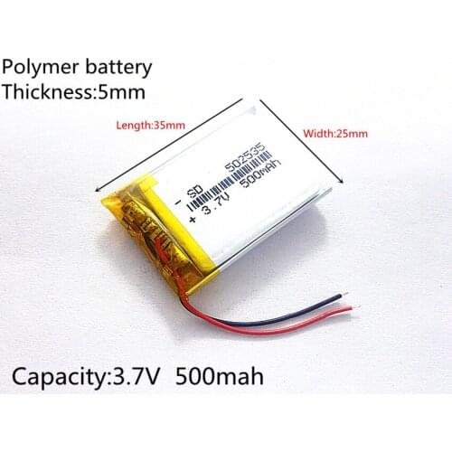 Li-Po 3.7V 500mAh 502535 Lithium Polymer Li-Po li ion Rechargeable Battery cells For Mp3 MP4 MP5 GPS