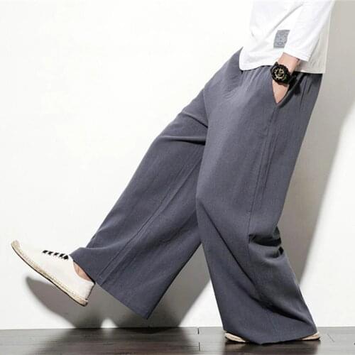 Brand 2020 Autumn Plus Size Hip Hop Harem Pants Men Casual Loose cotton linen Trousers Drawstring Joggers large size 5xl 6xl 7xl