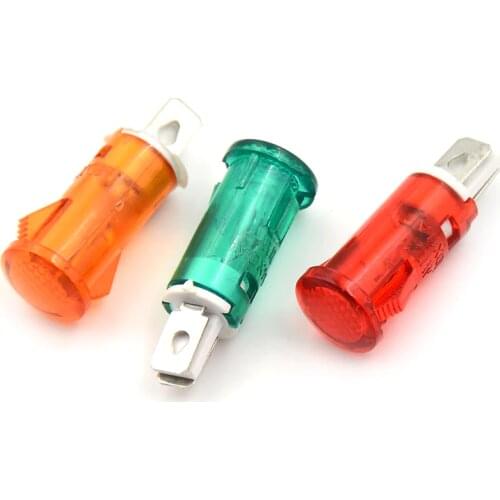 10Pcs 220V 110V 12V/24VDC Panel Mounting Neon Indicator Red Green Yellow Lights 10MM MDX-11A Pilot Guiding Signal Lamp
