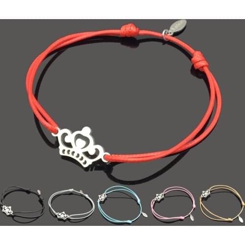 New Crown Stainless Steel Charm Wish Bracelet High Quality Compass Stainless Steel Pendant Adjustable String Gift Bracelet