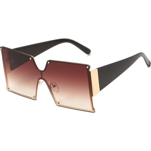 New Fashion Oversized Sunglasses Women Men Metal Gradient Sun glasses Luxury Square Sunglass Eyewear UV400 Shades gafas de sol