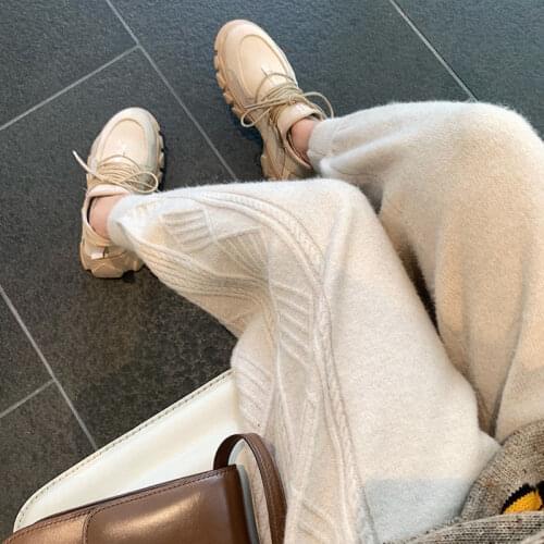 Autumn Winter Women Knitted Harem Pants Female Casual Plaid High Waist Drawstring Trousers Ladies Warm Knitting Pants C55