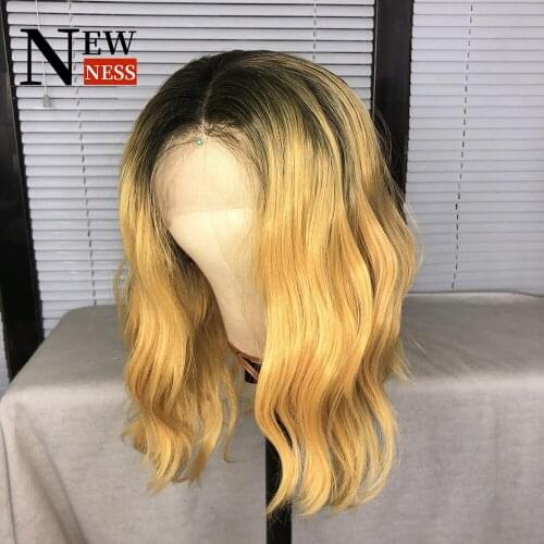Body Wave Wig Ombre Brown Light Blonde Wig Synthetic Lace Front Wig Synthetic Wigs for Women Glueless Wavy Wig Daily Use Hairs