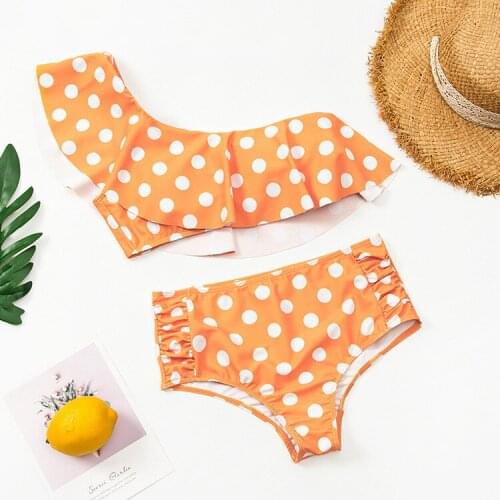 Sexy Push Up Bikini Set One Shoulder Polka Dot Biquini Ruffle Bikinis Women High Waist Bathing Suit Swimsuit Brazilian Swimwear