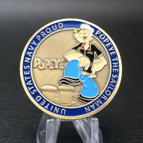 United States Navy Proud Metal Coins Popeye Bronze Plated Challenge Coin Collectibles Sailor Man Commemorative Metal