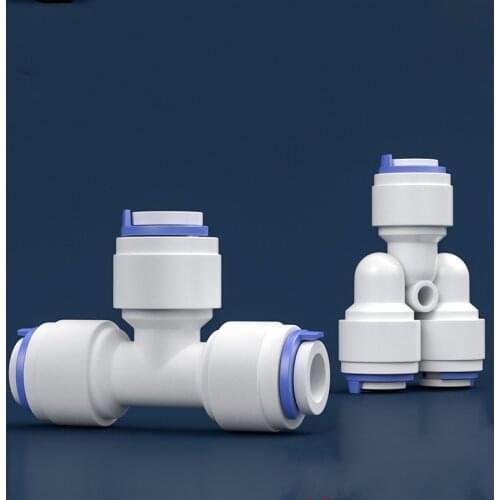 1 / 4 "6.35mm od pipe t-tee food grade POM quick installation joint, RO water filter RO system of aquarium