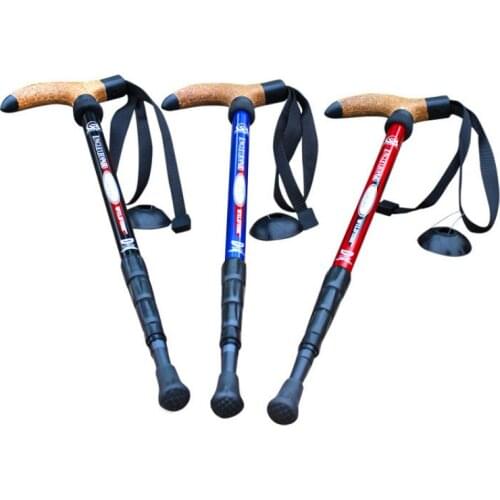 Ultralight 7075 Mini Stick Folding Walking Cane Alpenstock Walking Stick Climbing Pole Adjustable Band Aluminium Stick
