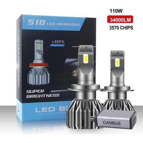 2Pcs Canbus H7 H4 Led Led Headlight Bulb 110W 34000LM H1 H8 H11 H9 9005 Hb3 Hb4 9012 Led Turbo Lamp for Car Bulb 6000K 12V