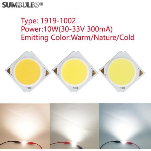 5pcs 10W led cob light source 19x19mm 17mm Lighting diameter led cold warm natural white for down track light diy lamp bulb