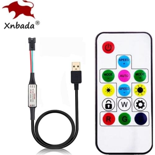USB 14Keys Remote RGB Led Controller For WS2811 WS2812B RGB Digital Led Pixel Strip Tape Lighting DC5-24V