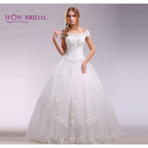 Wowbridal 2021 New Arrival Gorgeous Lace Wedding Dress Plus Size with Flower Robe De Mariage