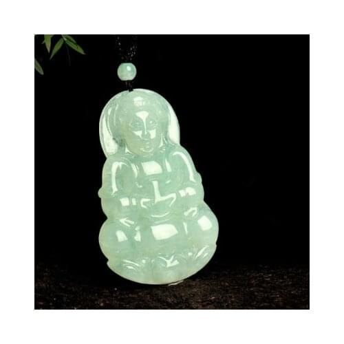 Zheru Jewelry Natural Burmese Jade A-level Bodyguard Guanyin Pendant Necklace Jewelry Best Gift