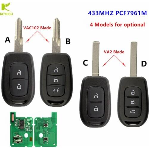 KEYECU Replacement Remote Key Fob 433MHz PCF7961M/ID4A for Renault Sandero Megane Duster Logan 2016 2017 Uncut VAC102/VA2 Blade
