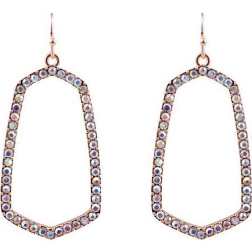 Pave Crystals on Oval Jewelry Frame Dangle Drop Earrings for Women New Women Minimalism Drop Earrings Dropshipping Jewelry