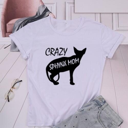 Crazy Sphynx Cat Mom Mama Mother Womens Short Sleeve Top Tees90s Cotton Funny Letter Print Graphic O Neck Tshirt Drop Shipping