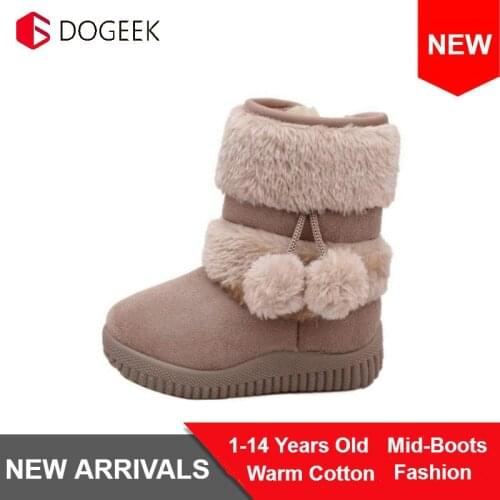 DOGEEK Winter Girls Boots Cotton Toddler Children Snow Boots Non-slip Kids Girl Thicker Fur Shoes Baby Warm Shoes Classic Boots