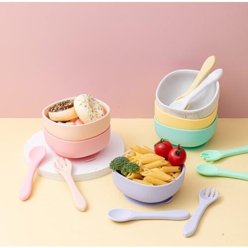 1 Set Silicone Bibs Bowl Sets Baby BPA Free Silicone Chewing Food Grade Newborn Accessories Teeth Baby Feeding Supplies