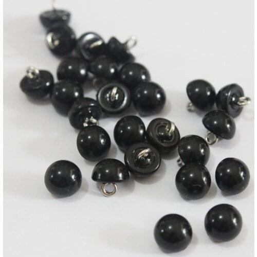 100pcs/lot 8/9/10/11.5/12.5/15/18/21/25mm half round full black button handscrew with meteal foot toy eyes --size option