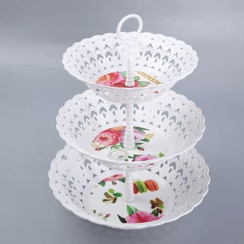 3-Tier Cake Holder Cupcake Cake Stand Wedding Birthday Cake Plate Stand Sweets Candy Display Three Layer Cake Rack Bake Tool