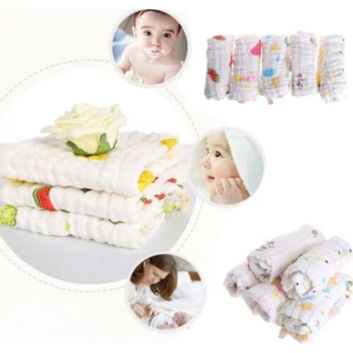 5pcs Baby Handkerchief Square Towel Muslin Cotton Infant Face Towel Wipe Cloth