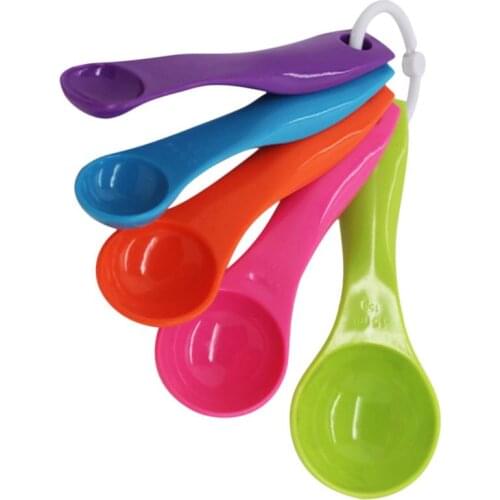 5pcs/Set Measuring Spoons Plastic Teaspoon 1.25 / 2.5 / 5 / 7.5/ 15ml Measure Spoon Cups Gram Scoop Ladle Kitchen Accessory