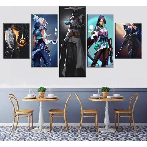 No Framed Canvas 5 Pcs Jett Sage Cypher Phoenix Game Wall Art Posters Picture Painting Home Decor for Living Room Decoration