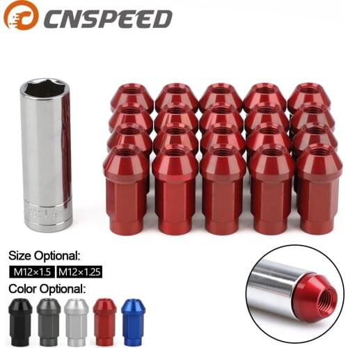 7075-T6 Aluminum JDM style 20pcs M12x1.5 M12*1.25 Racing Car Modification Hex 19MM Wheel Nuts Lug Nut Bolts