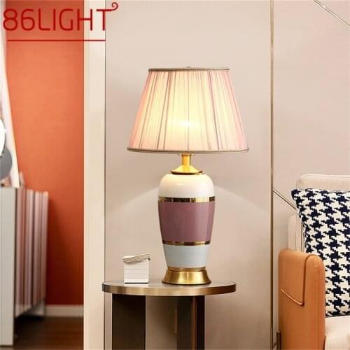 86LIGHT Ceramic Table Lamps Pink Copper Desk Light Luxury Modern Fabric Decorative for Home Living Room Dining Room Bedroom