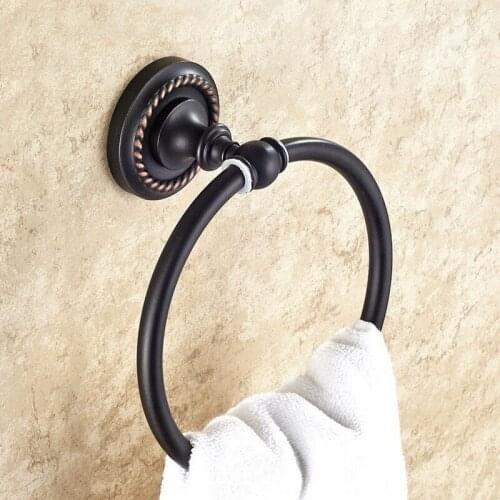 Bathroom Accessories Towel Ring Holder Hanger Oil Rubbed Bronze Wall Mounted Bathroom Home Hotel KD657