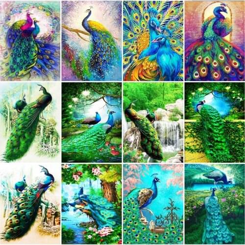 AZQSD 5D Diamond Painting Peacock Cross Stitch Diamond Embroidery Animal Mosaic Rhinestones Needlework Decoration For Home