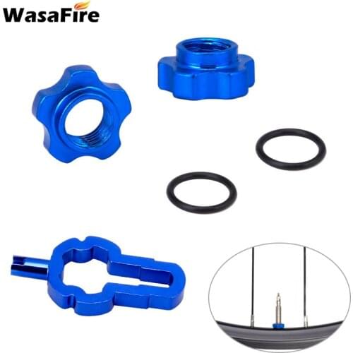 Bicycle Tubeless Presta Valve Schrader Valve Conversion Nut Adapter Bike Valve Rim Conversion Nut with Installation Wrench