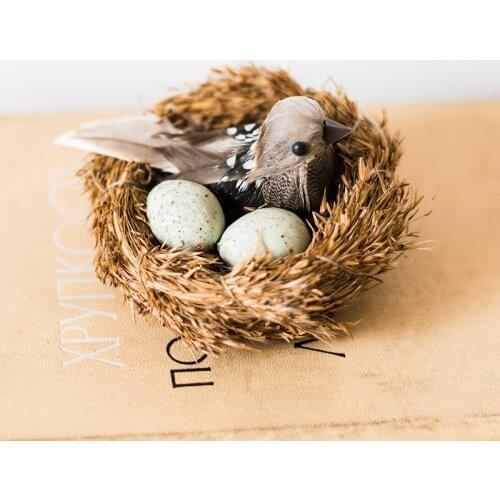 Decorative bird ornaments, clip, birds nest, birds nest, bird eggs, feather bird brooch, American country home accessories