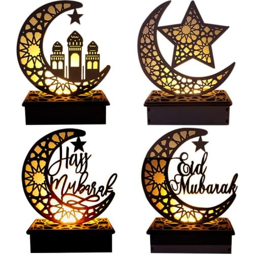 DIY Wooden Eid Mubarak Plaque Moon Star Ramadan Ornament Crafts Muslim Home Decor Gifts Ramadan Kareem Eid Mubarak Figurines