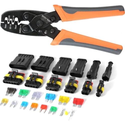 IWS-1424B Crimper plier with 240Pcs Terminal set Waterproof Car Motorcycle Auto Electrical Wire Connector Plug Kit Terminal