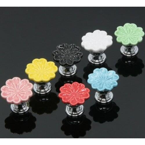 Orchid Ceramic Handles Drawer Knobs Kitchen Cupboard Door Handles for Kids Room Cabinet Handles with screws Furniture Handle