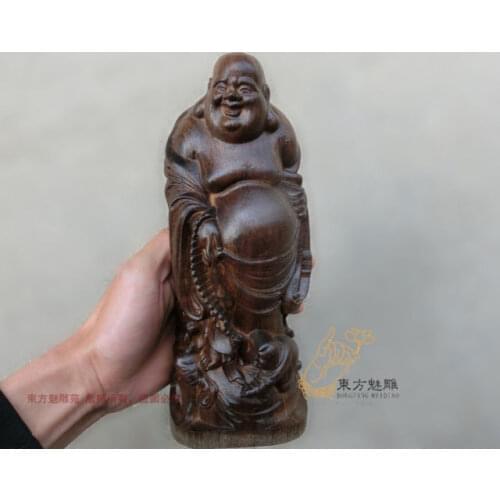 China collection old wood carving The big belly Buddha ornaments