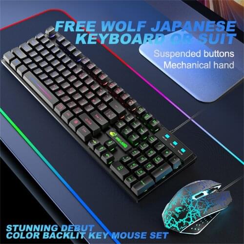 T13 Rainbow Backlit keyboard For PC Laptop mouse keyboard set gaming Mouse Keyboard wired Gamer combo Ergonomic Anti-Ghosting
