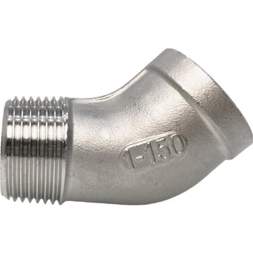 1/4" 3/8" 1/2" 3/4" 1" 1-1/4" 1-1/2" 2" BSPT Female To Male 45 Degree Elbow Connector Coupler 304 316 Stainless Pipe Fitting