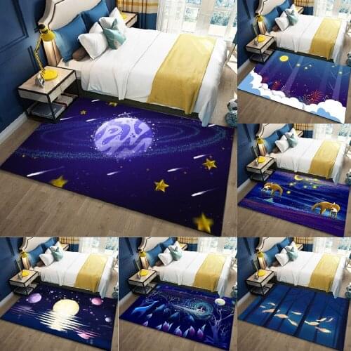 Cartoon Animal Area Rugs Non-Slip Floor Mat Galaxy Star Doormats Rug Carpet for Bedroom Indoor Outdoor Kids Play Mat Throw Rug