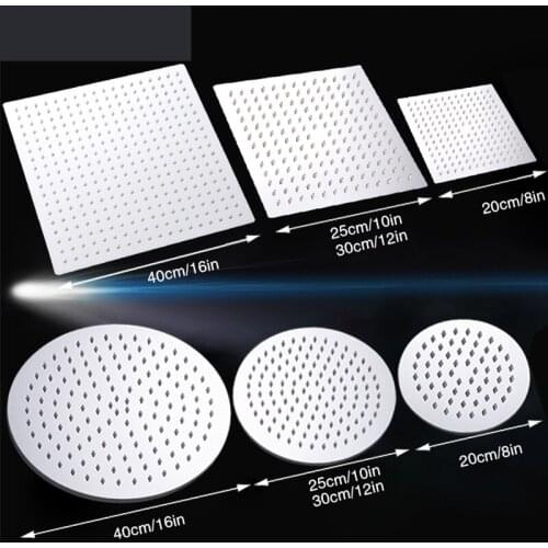 16/12/10/8/6 inch Square Shower head round Polished Chrome Stainless Steel Bathroom Rainfall Shower Heads