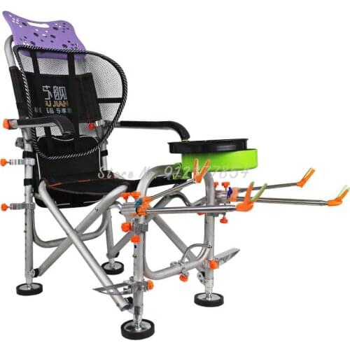 Lightweight foldable lifting fishing chair Oxford cloth multifunctional aluminum alloy all-terrain reservoir fishing seat