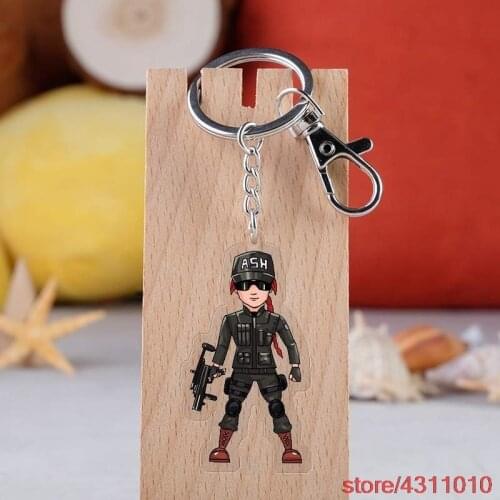 Fashion rainbow six siege keychain for women men car key keychain bag pendant key holder charm acrylic mens key chains trinket