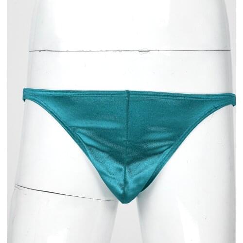 Plus Size Glossy Low Waist Elastic Waistband Briefs Underwear Birthday Gift Solid Color Bulge Pouch Seamless Underpants for Men