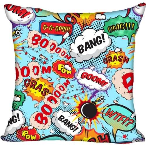 Custom Pillowcase Comic Pop Art Square Zipper Pillow Cover 35X35,45X45,60X60cm(Two Sides) Print Your Pictures Pillow Cases